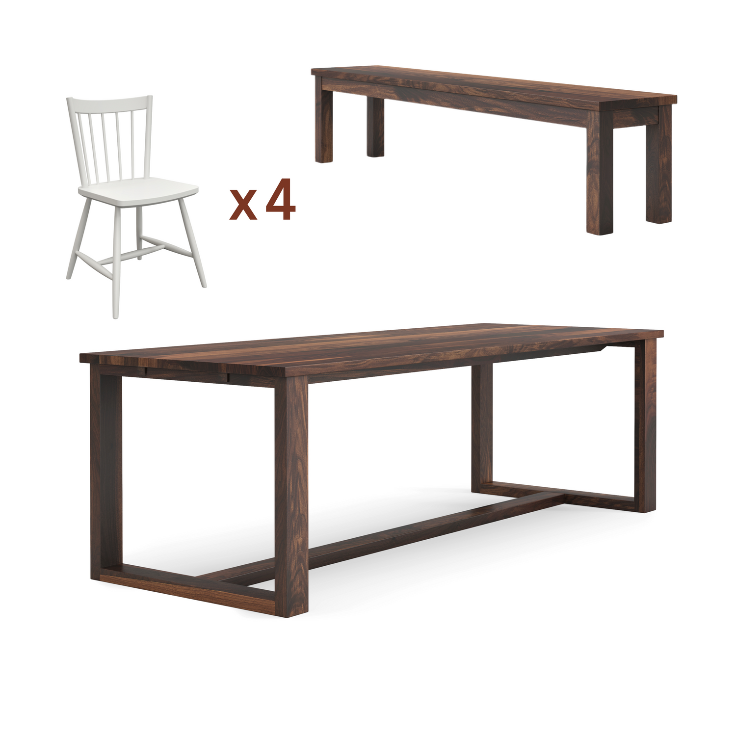 Ensemble table Arwin + banc + chaises