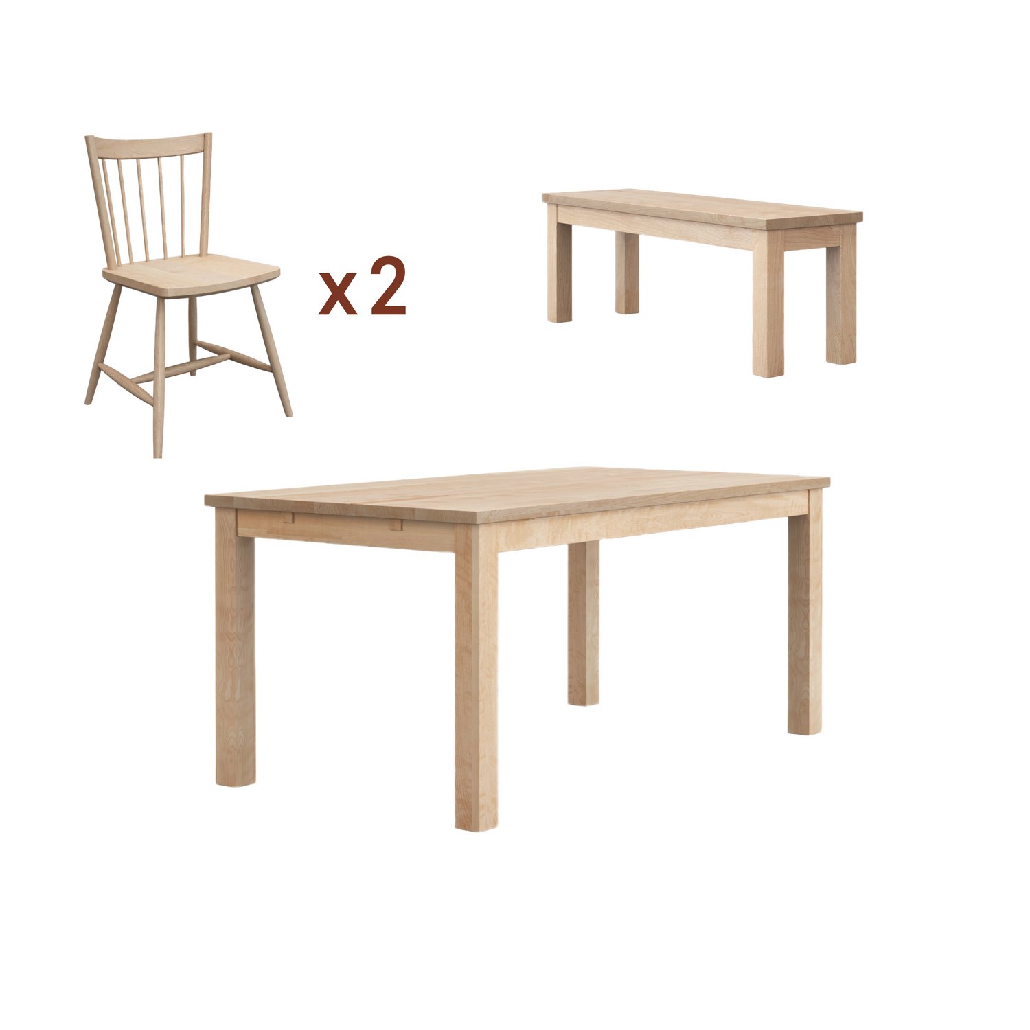 Ensemble table Classique + banc + chaises
