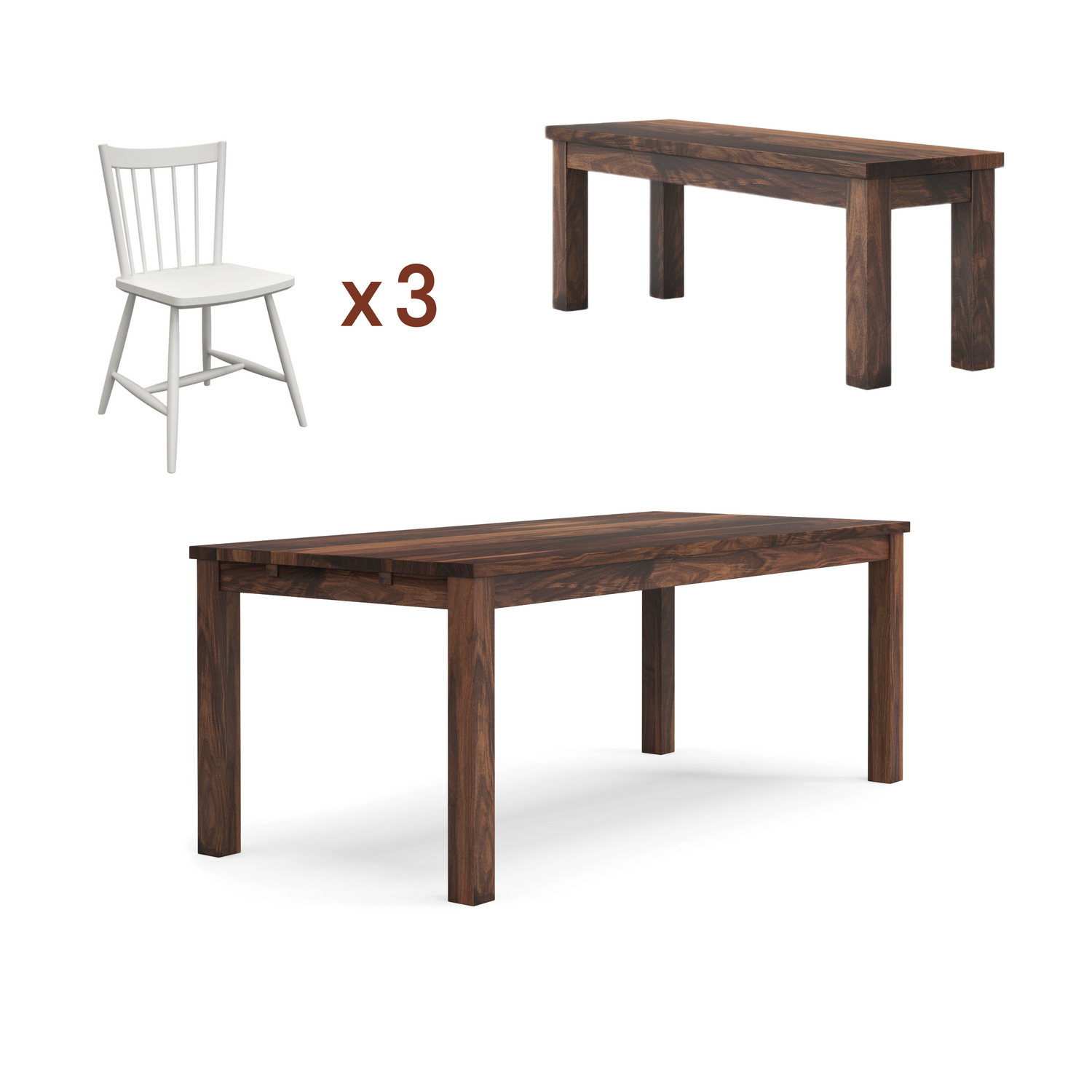 Ensemble table Classique + banc + chaises