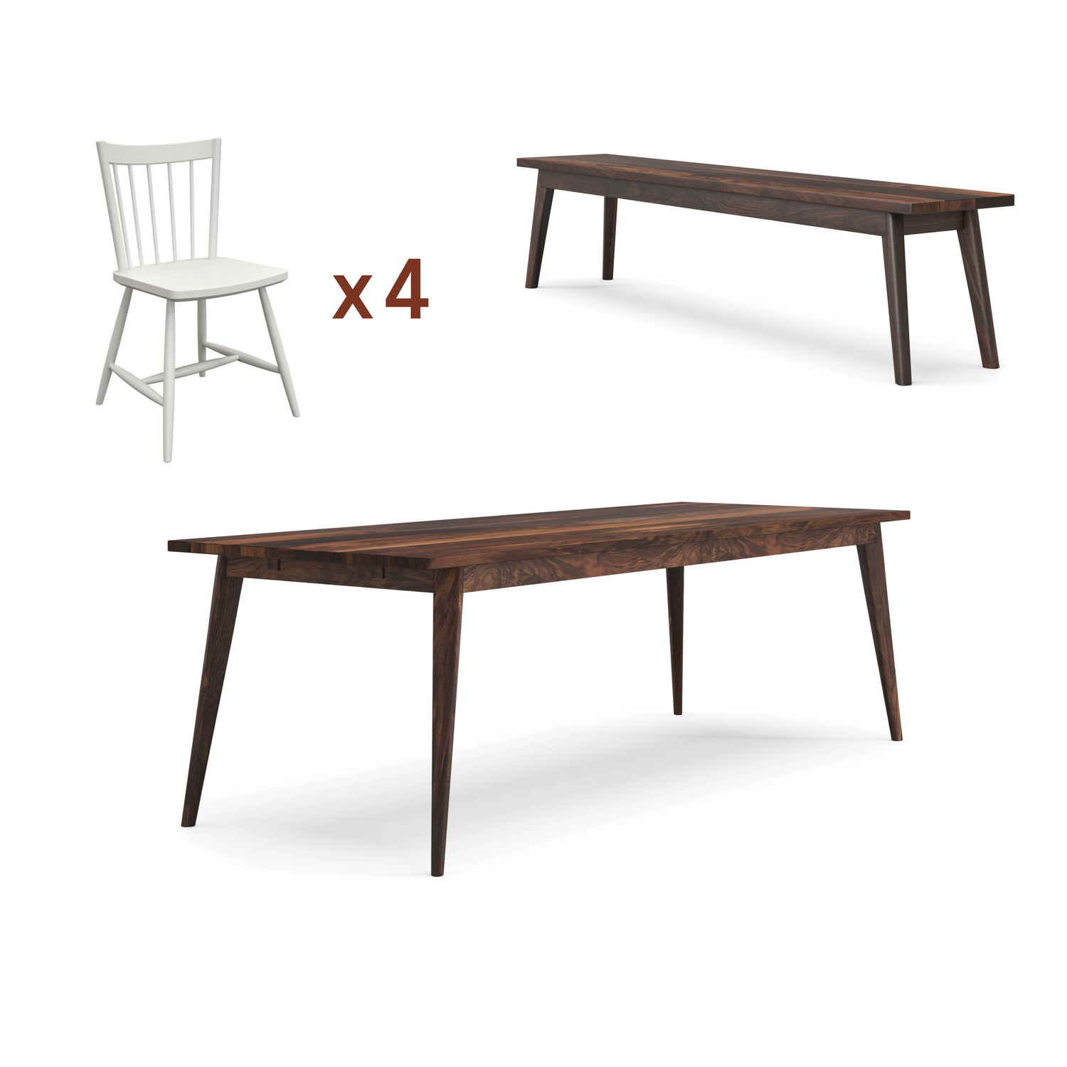 Oslo table + bench + chairs bundle