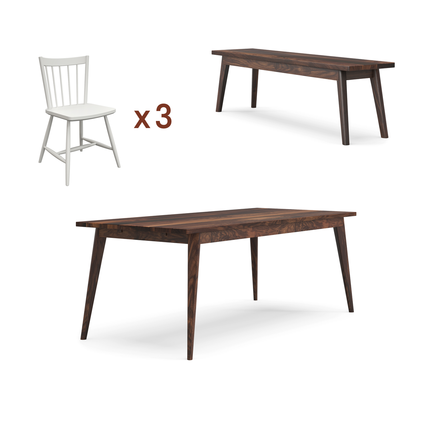 Oslo table + bench + chairs bundle