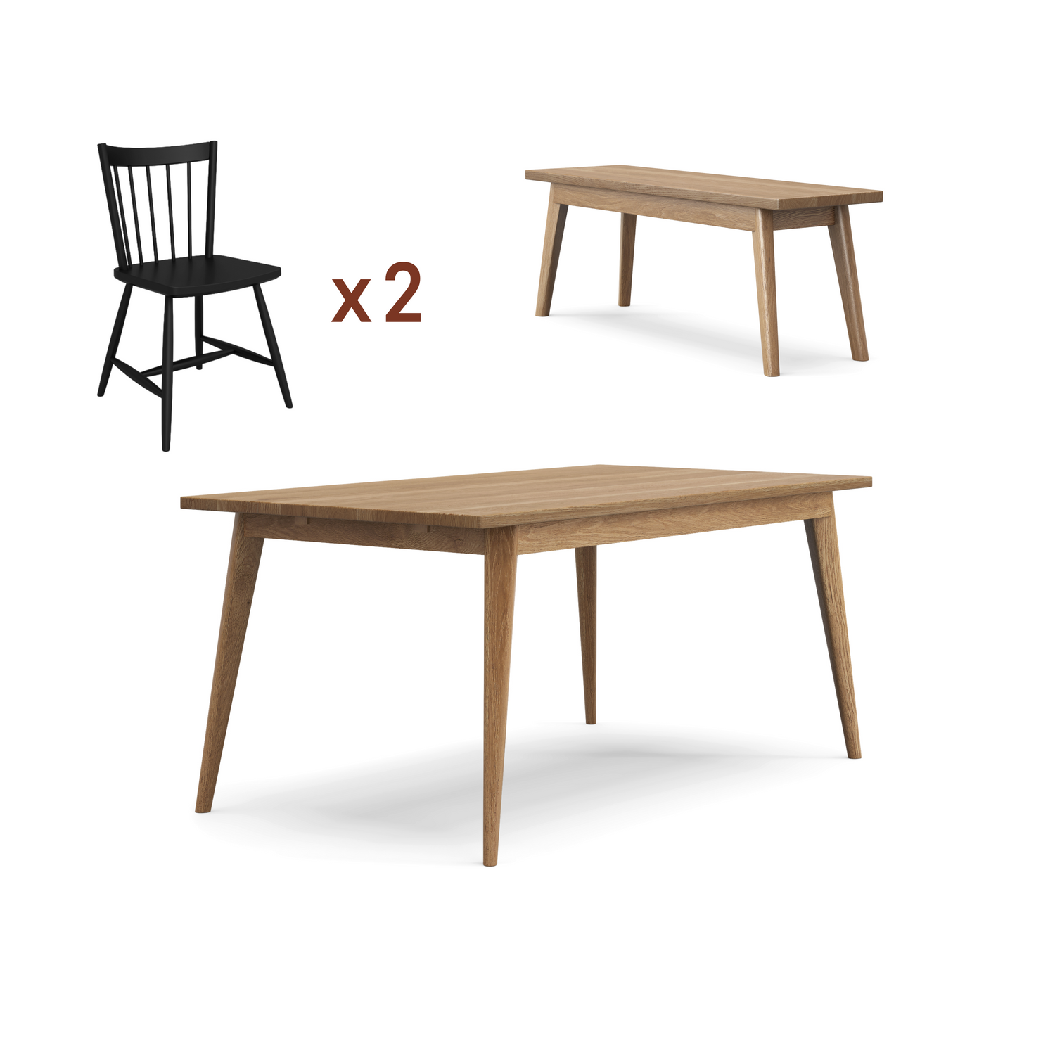 Oslo table + bench + chairs bundle