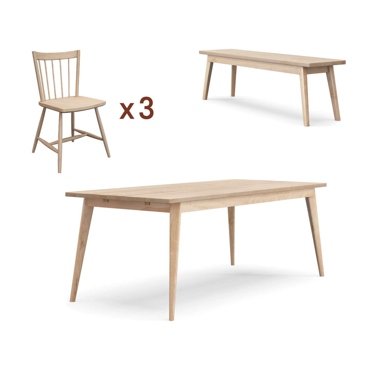 Oslo table + bench + chairs bundle