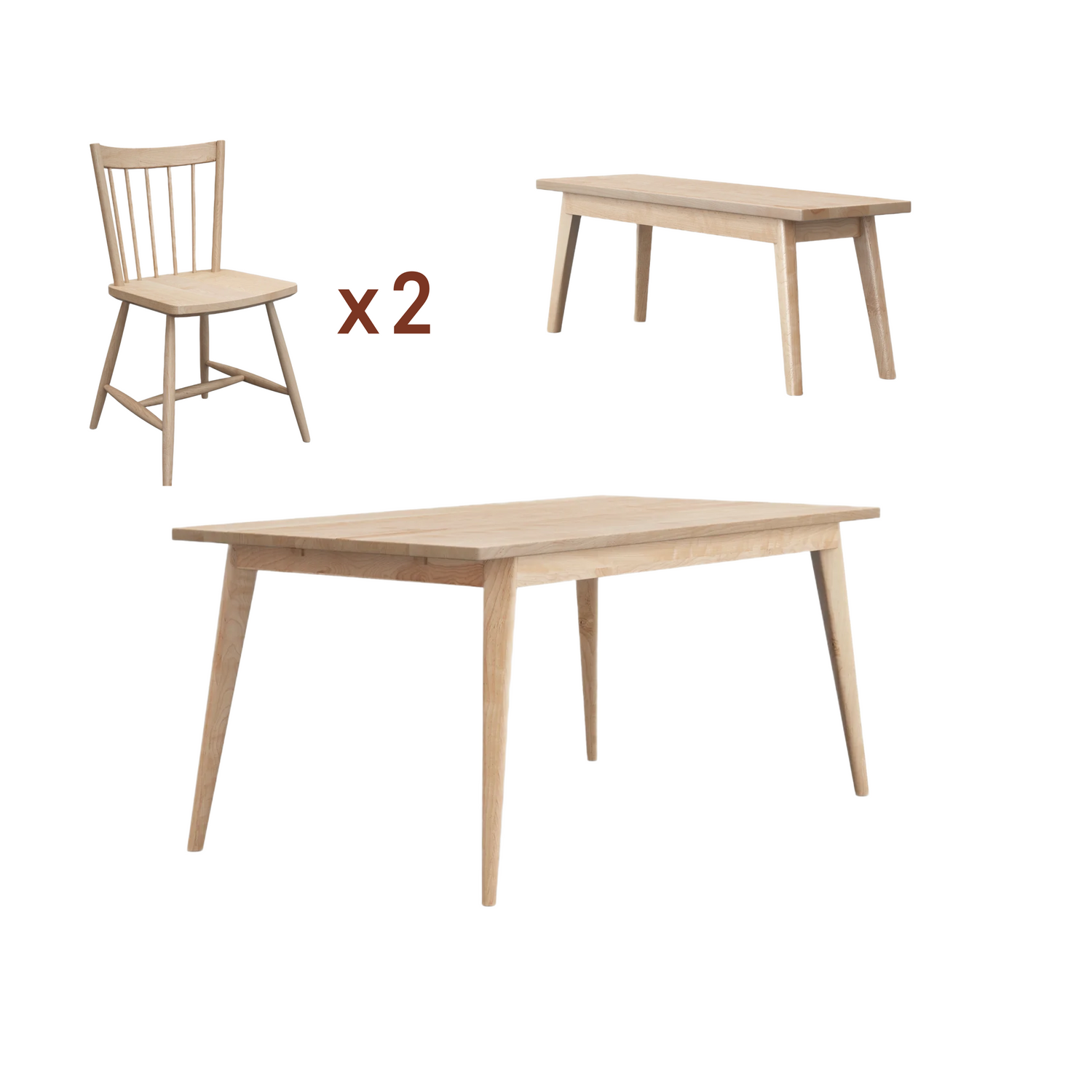 Oslo table + bench + chairs bundle