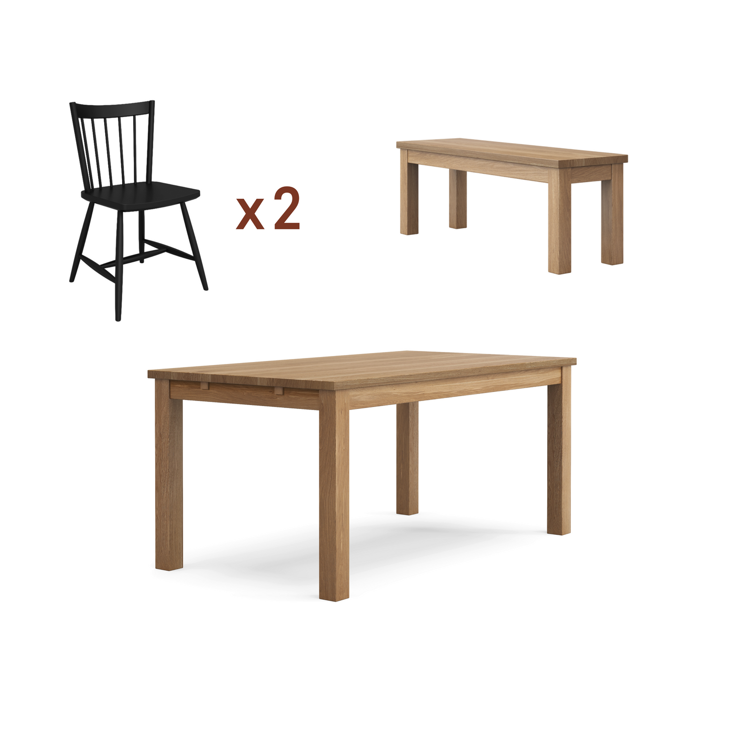 Ensemble table Classique + banc + chaises