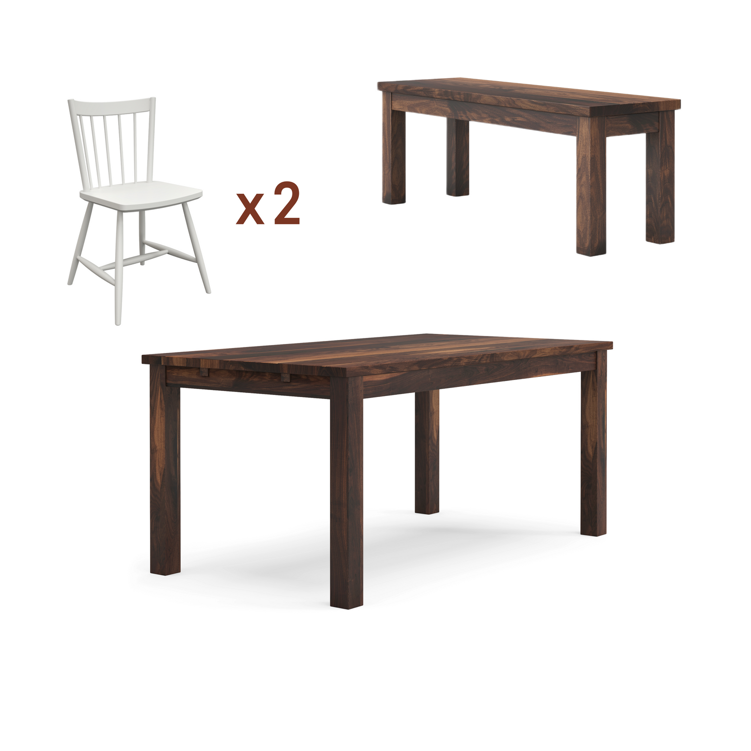 Ensemble table Classique + banc + chaises