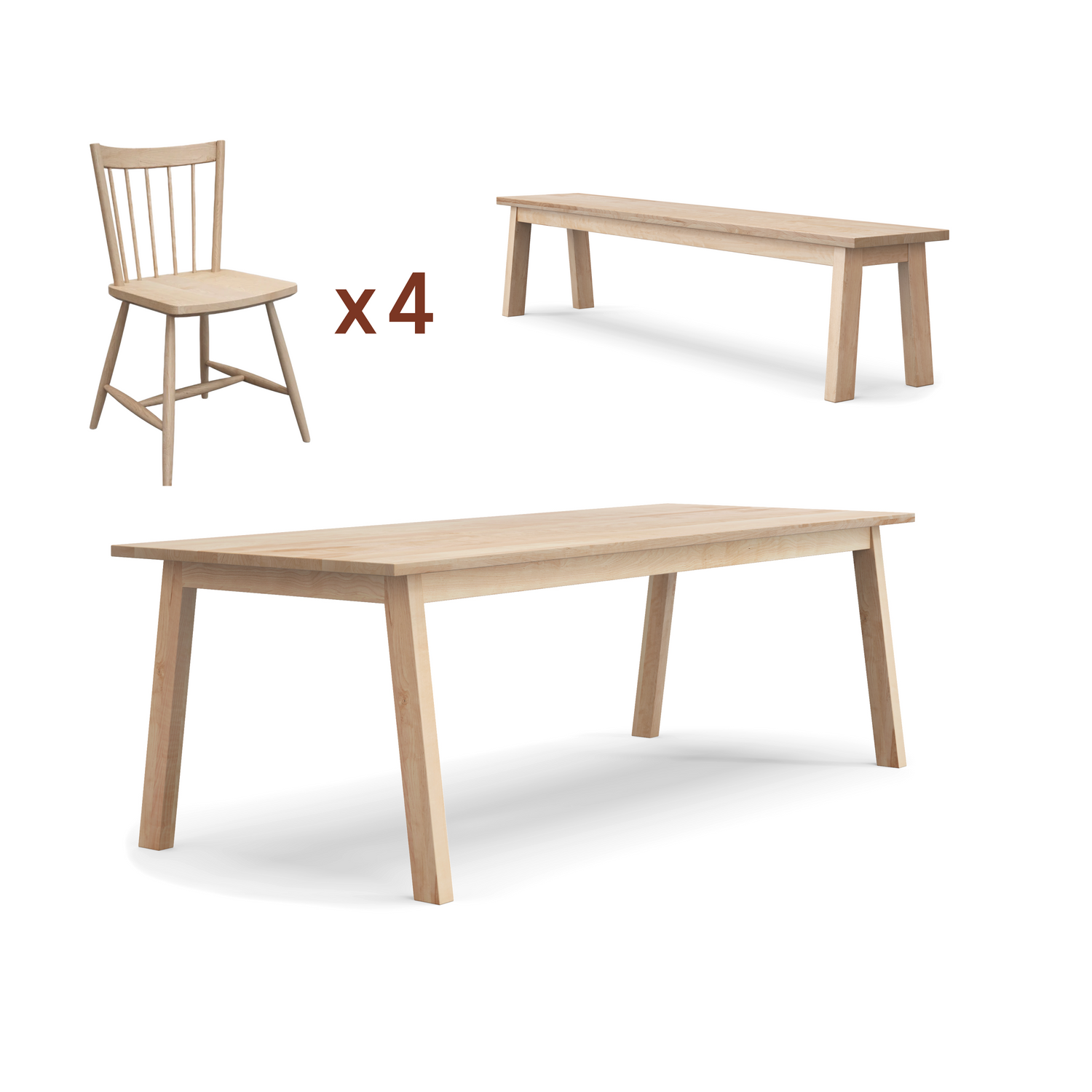 Ensemble table Luft + banc + chaises