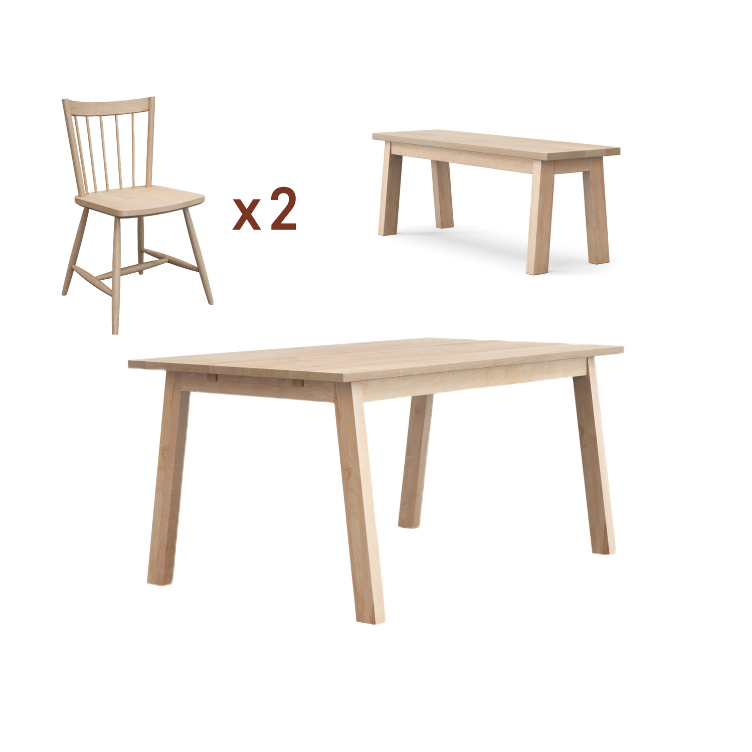 Ensemble table Luft + banc + chaises