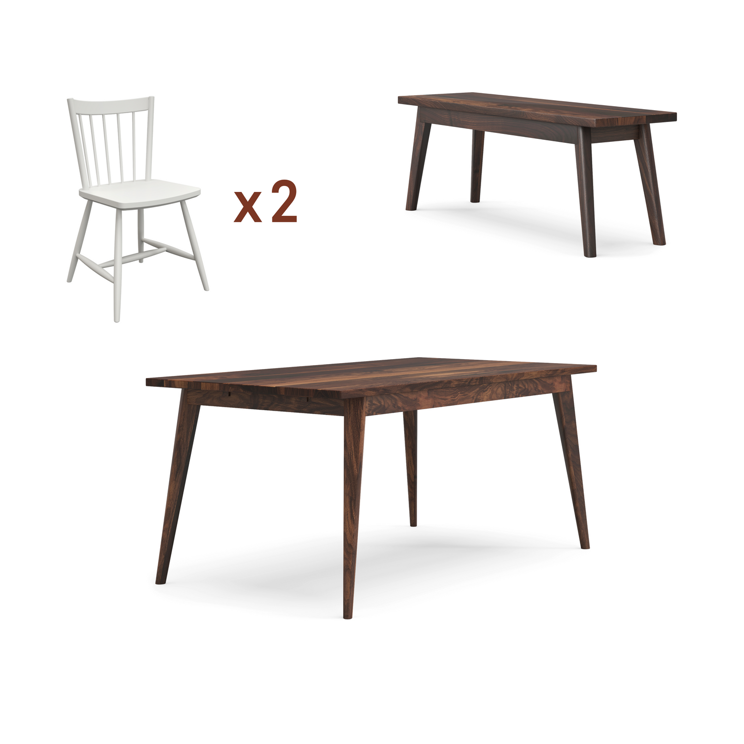 Oslo table + bench + chairs bundle