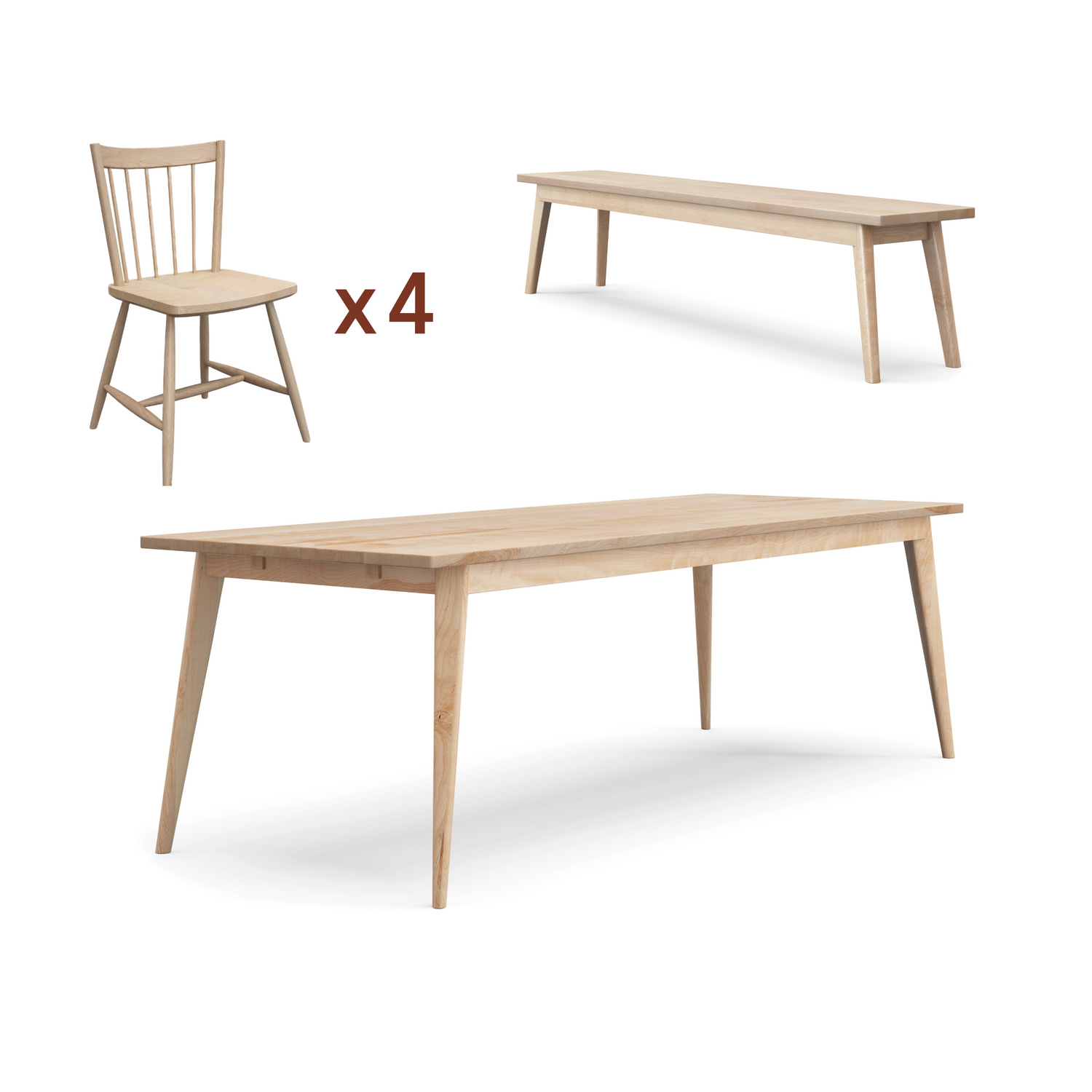 Oslo table + bench + chairs bundle