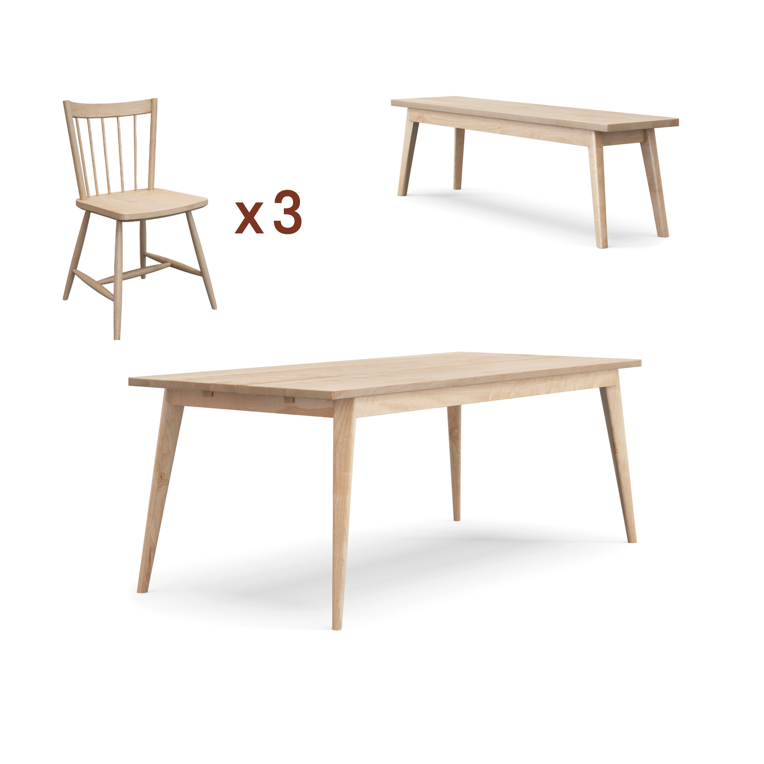 Ensemble table Oslo + banc + chaises