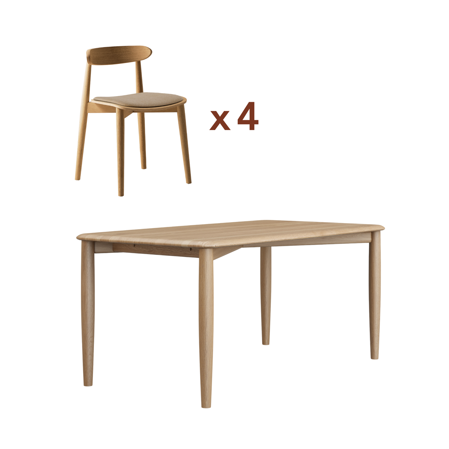 Ensemble table Kodama + chaises Mori
