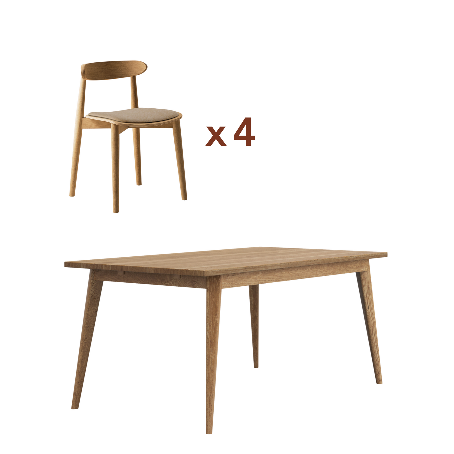 Ensemble table Oslo + chaises Mori