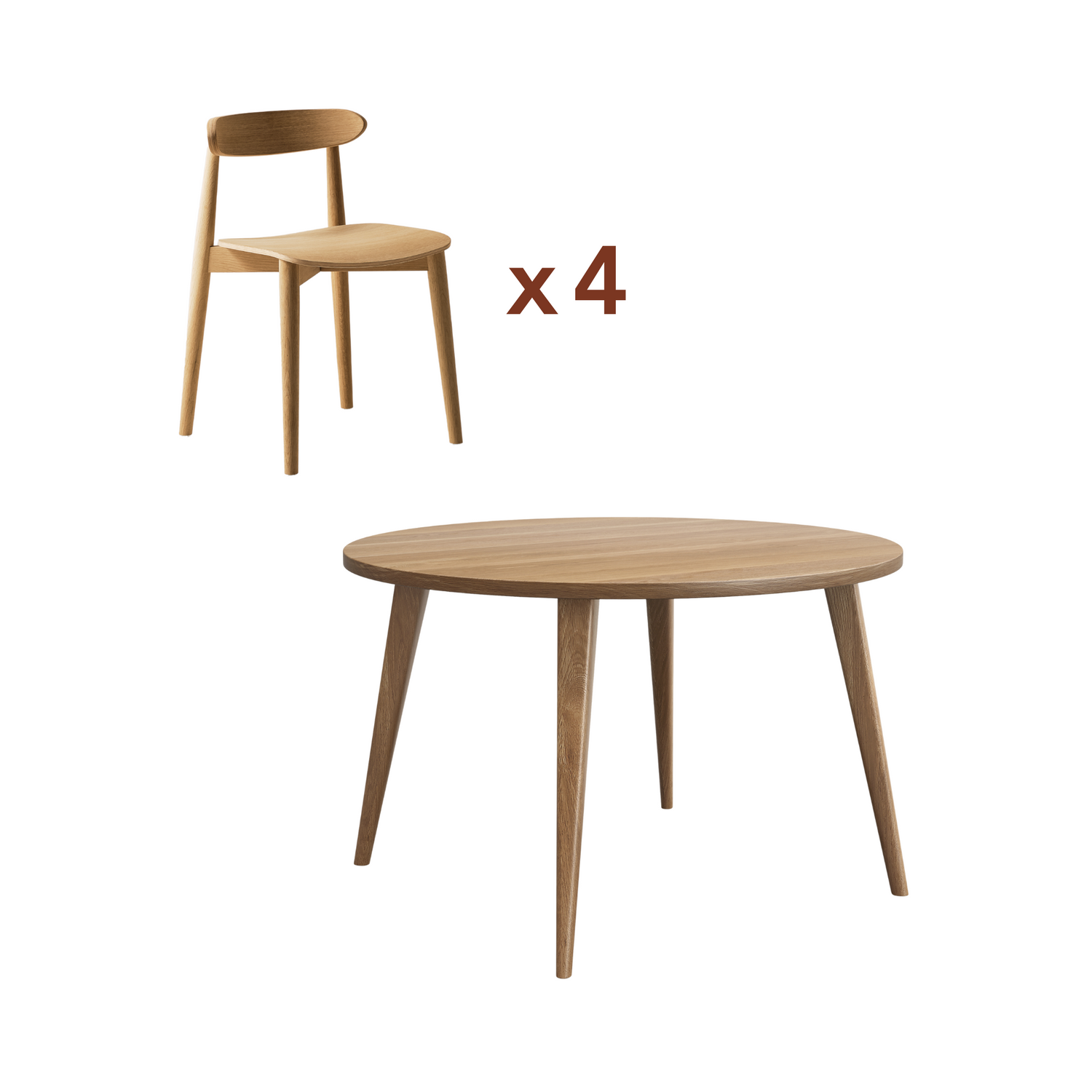 Ensemble table ronde Oslo + chaises Mori
