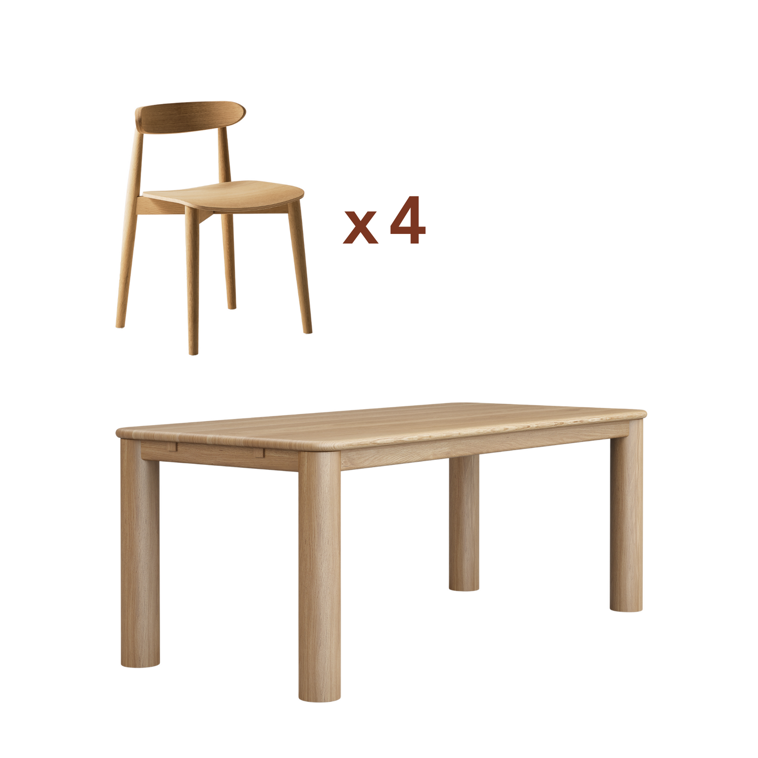 Ensemble table Soléa + chaises Mori